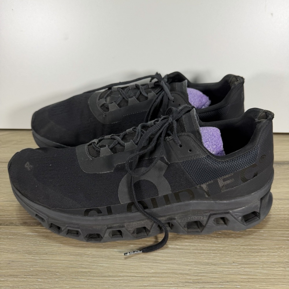 On Cloud CloudMonster Men's Size 12 Athletic Black Running Shoes Sneakers